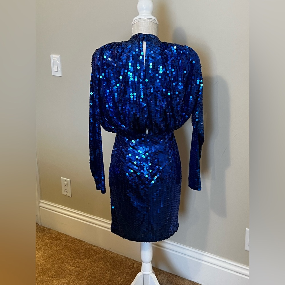 Nite Line 100% polyester blue sequine cocktail dress